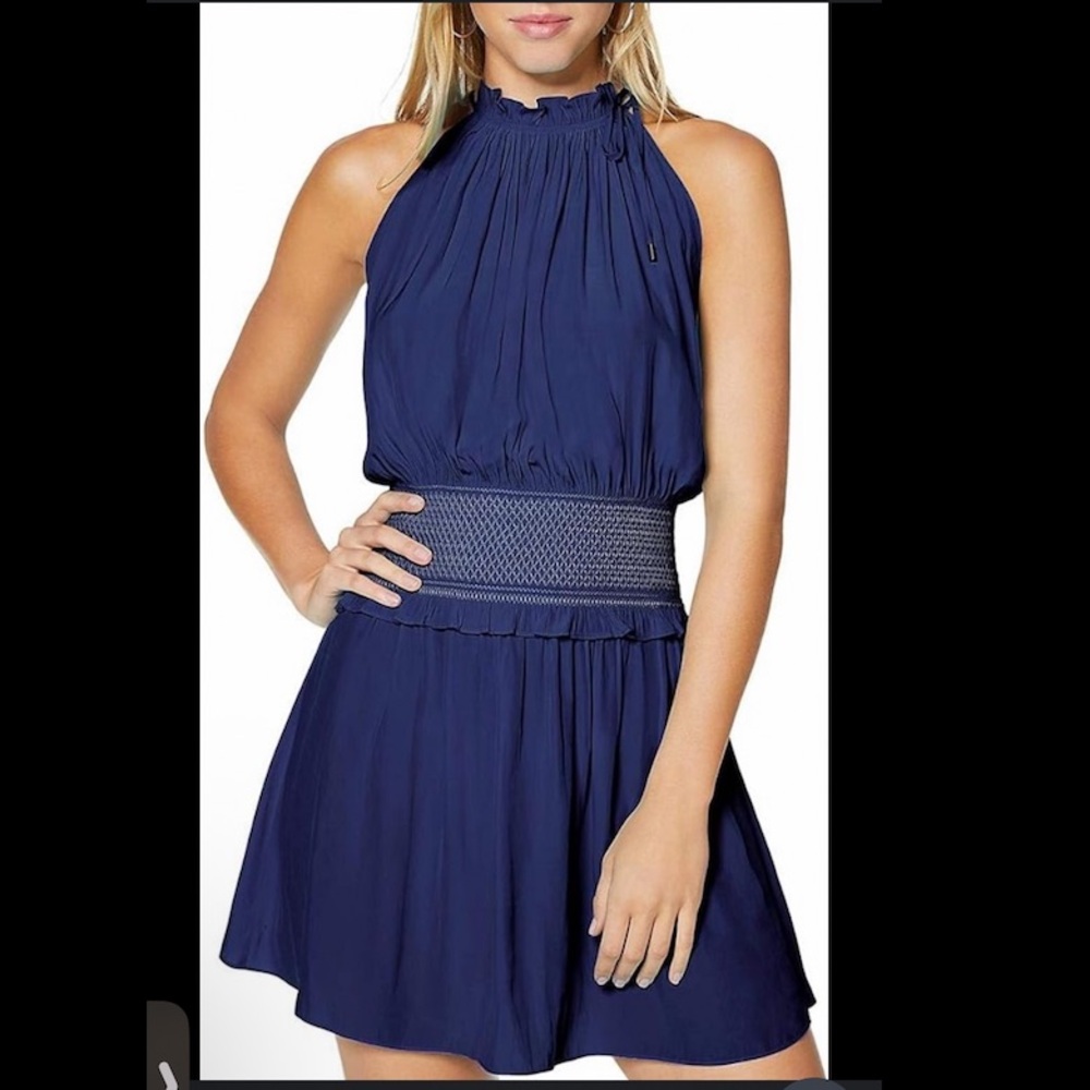 Ramy Brook Blaise Smoked Waist Mini Dress in Spring Blue Size Medium